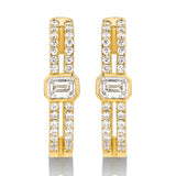 18ct Yellow Gold - 0.53ct Natural SI/GH - Baguette Diamond Hoop Earrings