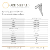 940 Argentium Silver - Classic Ice Cream Cone Charm