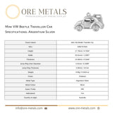 940 Argentium Silver - Mini VW Beetle Traveller Car Charm