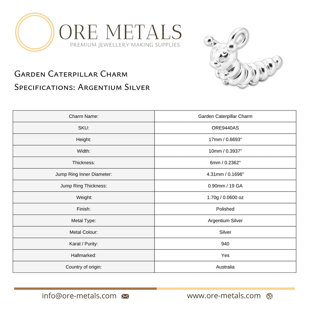 940 Argentium Silver - Garden Caterpillar Charm