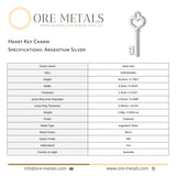 940 Argentium Silver - Heart Key Charm