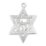 940 Argentium Silver - Star of David w Chai Symbol Charm