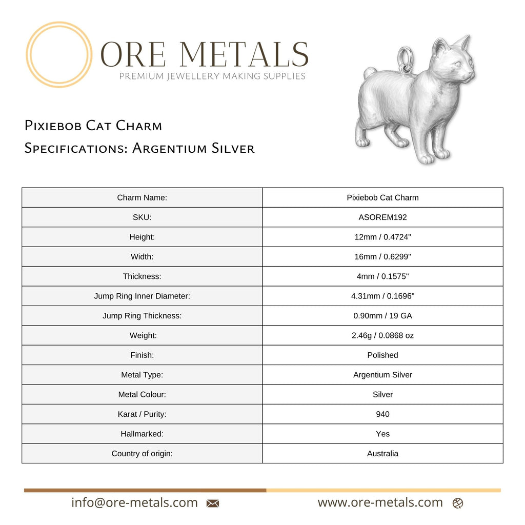 940 Argentium Silver - Pixiebob Cat Charm