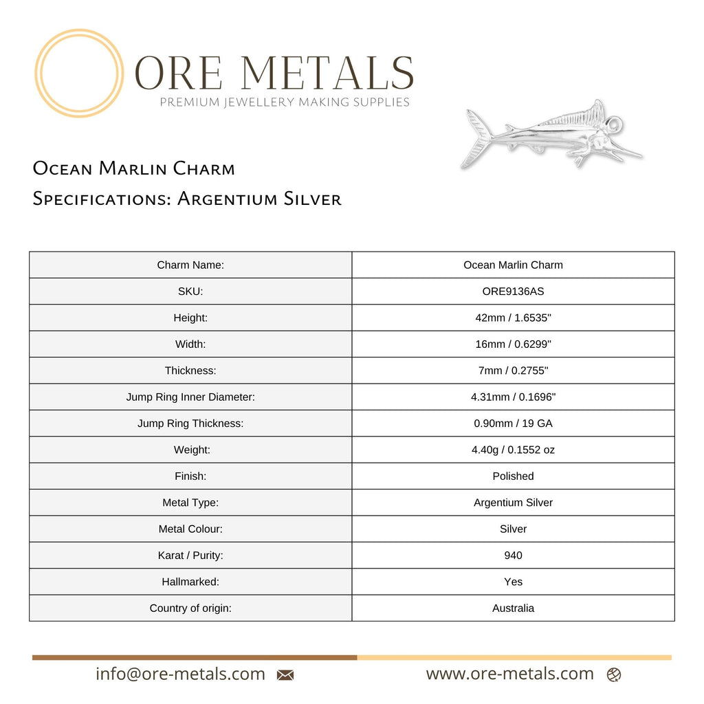 940 Argentium Silver - Ocean Marlin Charm