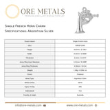 940 Argentium Silver - Single French Horn Charm