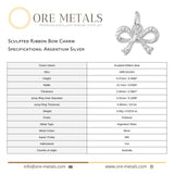 940 Argentium Silver - Sculpted Ribbon Bow Charm