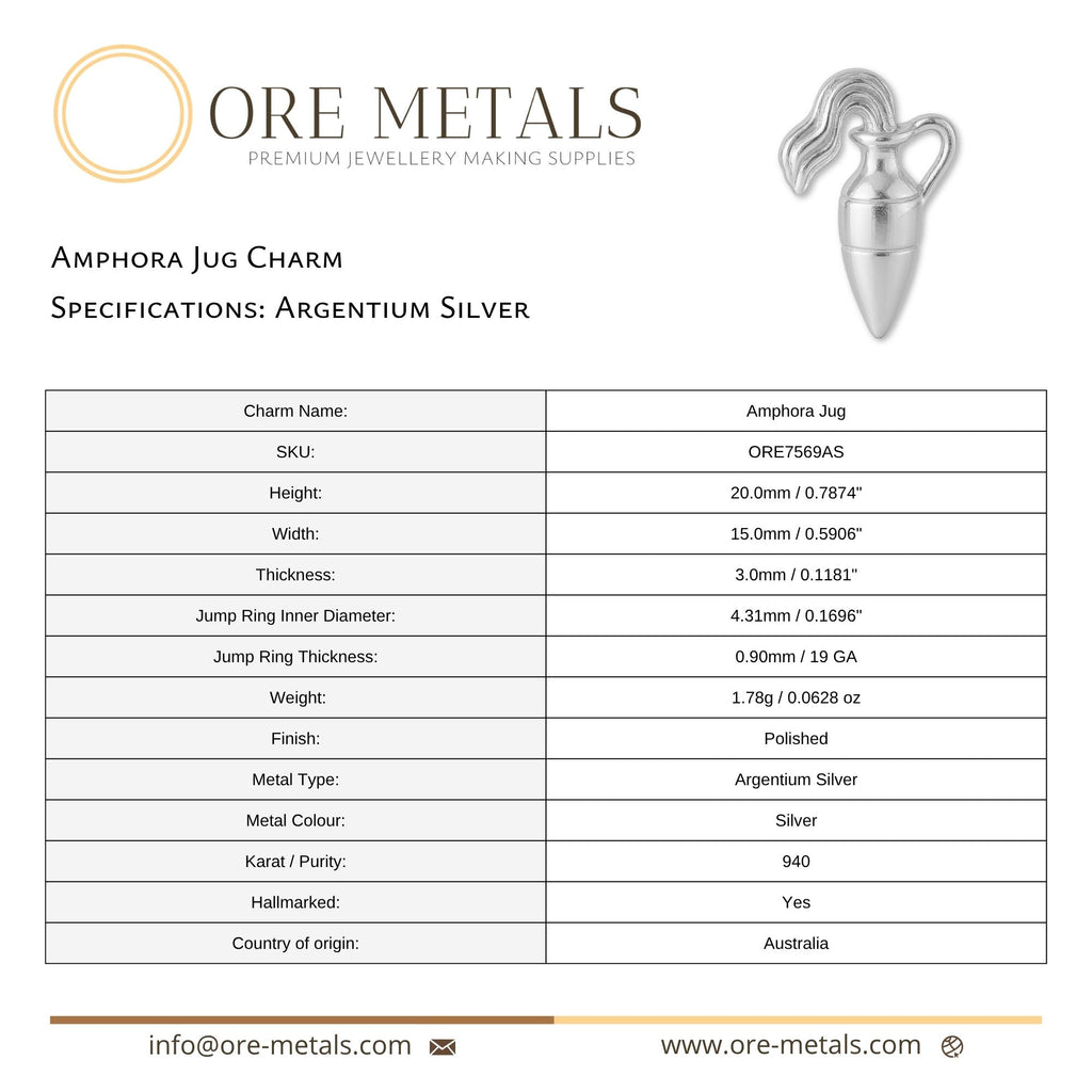 940 Argentium Silver - Amphora Jug Charm
