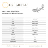 940 Argentium Silver - Great White Shark Charm