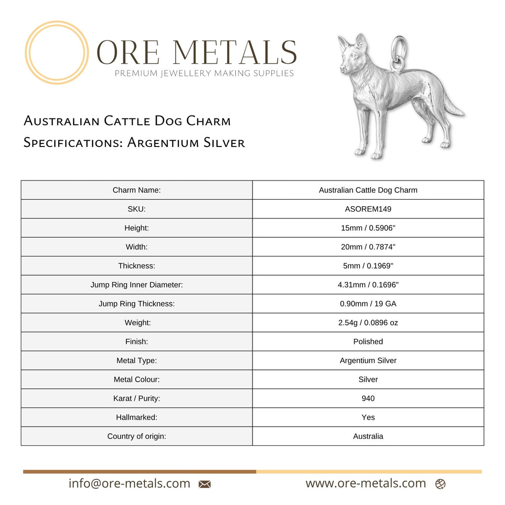 940 Argentium Silver - Australian Cattle Dog Charm