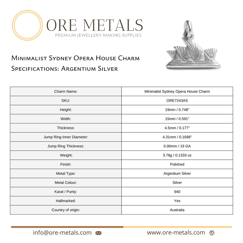 940 Argentium Silver - Minimalist Sydney Opera House Charm