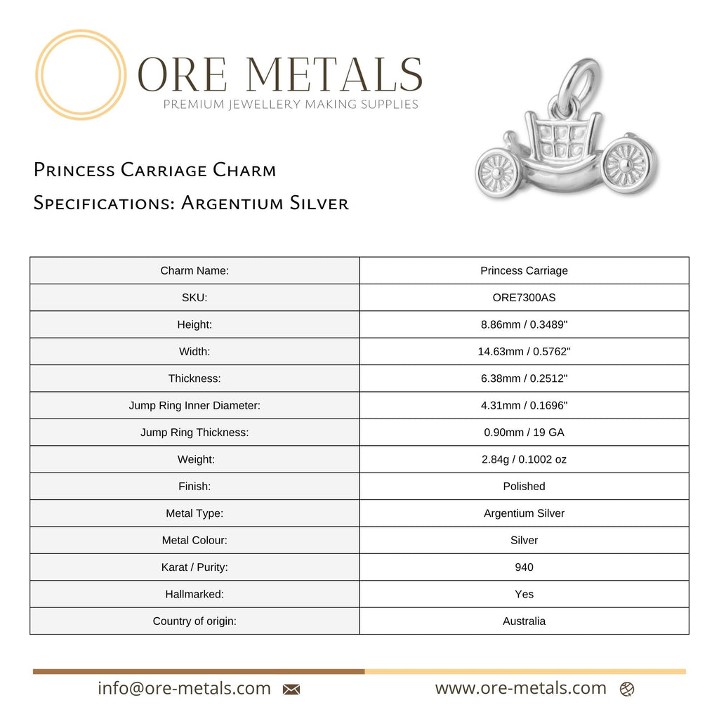 940 Argentium Silver - Princess Carriage Charm