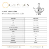 940 Argentium Silver - Classic Teapot Charm