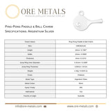 940 Argentium Silver - Table Tennis Paddle Charm