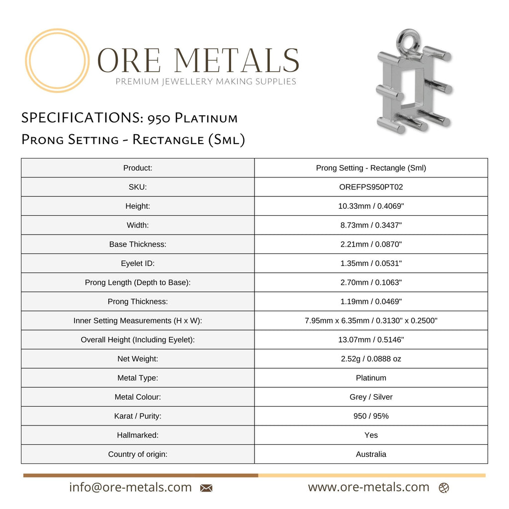 950 Platinum - Rectangle Prong Setting