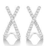 18ct White Gold - 0.24ct Natural SI/GH - Diamond Cross Stud Earrings