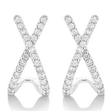 18ct White Gold - 0.24ct Natural SI/GH - Diamond Cross Stud Earrings