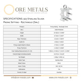 925 Sterling Silver - Rectangle Prong Setting