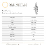 940 Argentium Silver - Twin Dolphins Charm