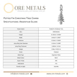 940 Argentium Silver - Potted Fir Christmas Tree Charm