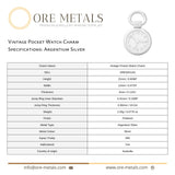 940 Argentium Silver - Vintage Pocket Watch Charm