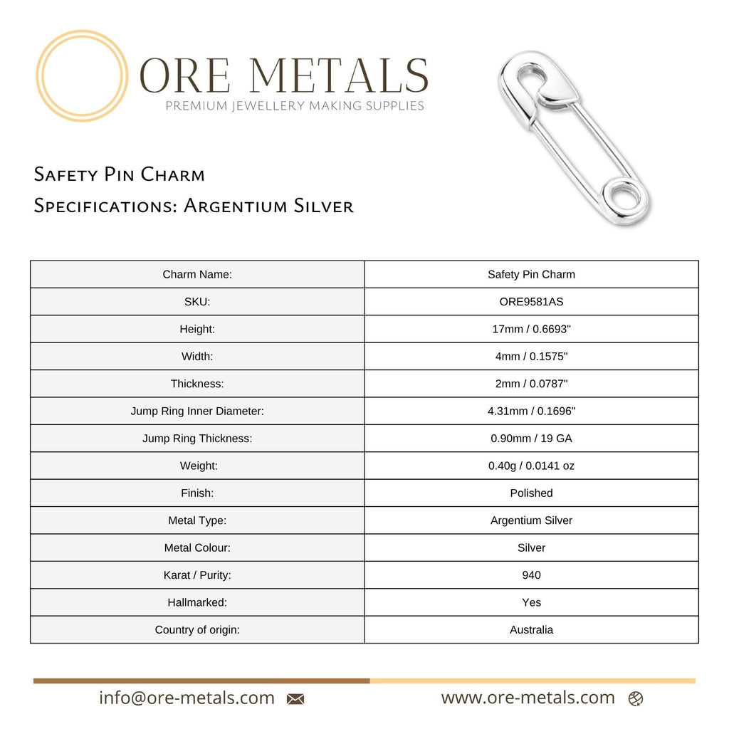 940 Argentium Silver - Safety Pin Charm