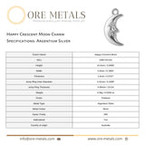 940 Argentium Silver - Happy Crescent Moon Charm