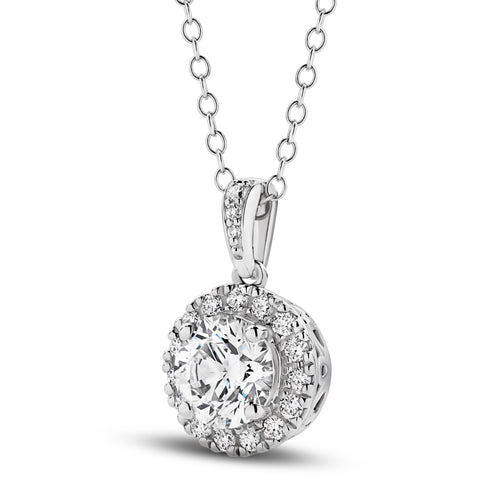 9ct White Gold - 1.05ct SI/GH - Halo Diamond Necklace