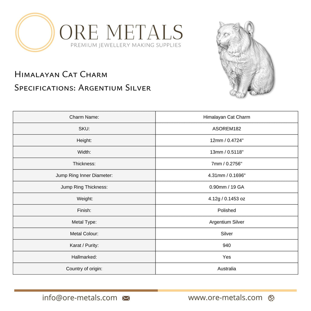 940 Argentium Silver - Himalayan Cat Charm