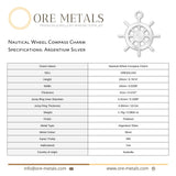 940 Argentium Silver - Nautical Wheel Compass Charm