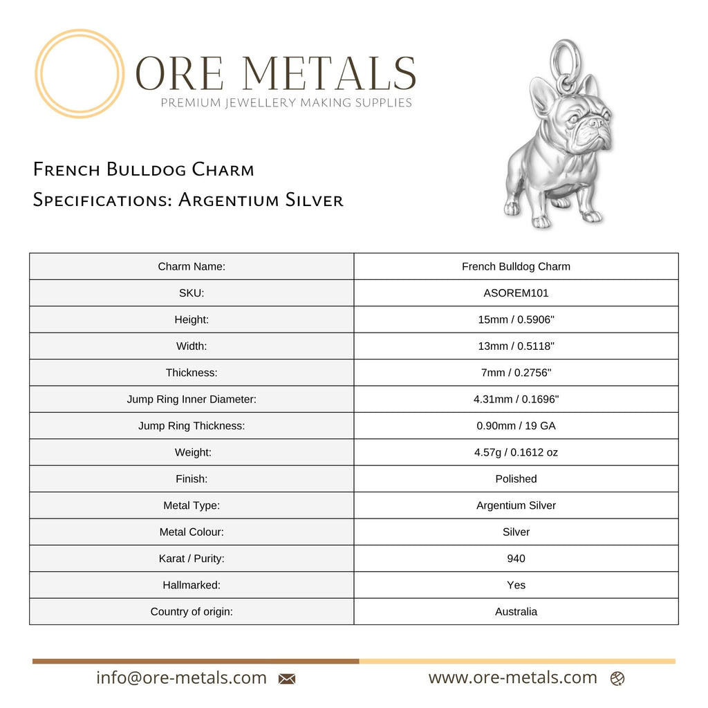 940 Argentium Silver - French Bulldog Charm