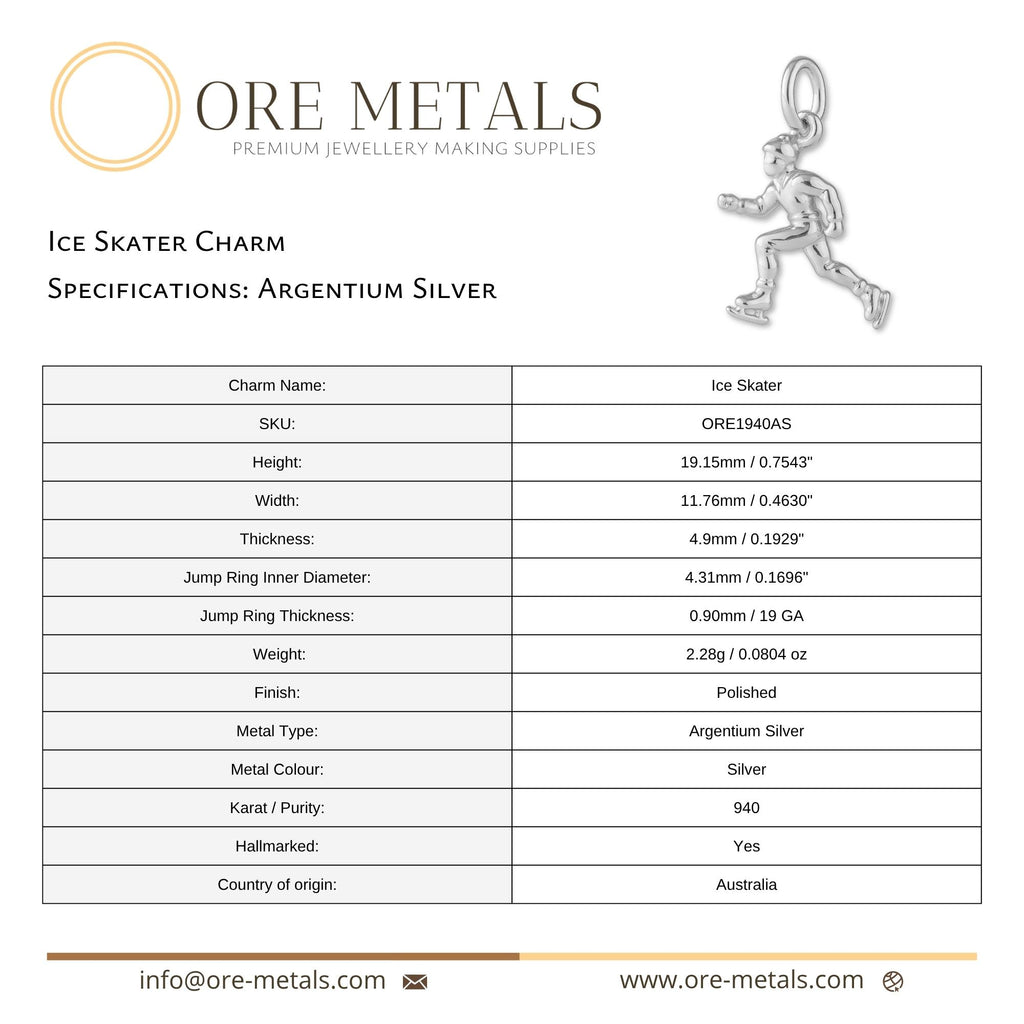 940 Argentium Silver - Ice Skater Charm