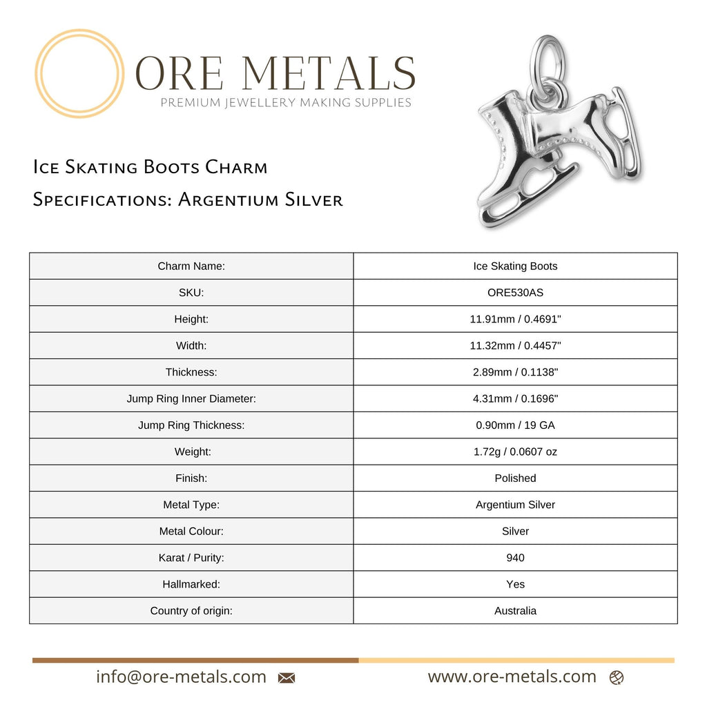 940 Argentium Silver - Ice Skating Boots Charm