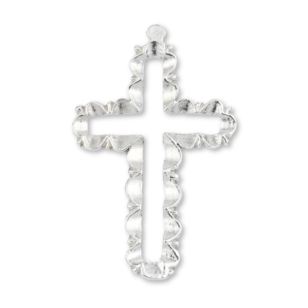 940 Argentium Silver - Budded Open Frame Crucifix Charm