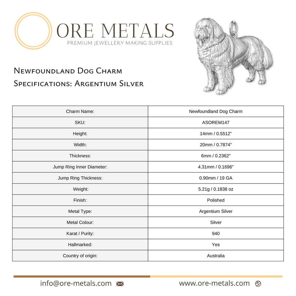 940 Argentium Silver - Newfoundland Dog Charm