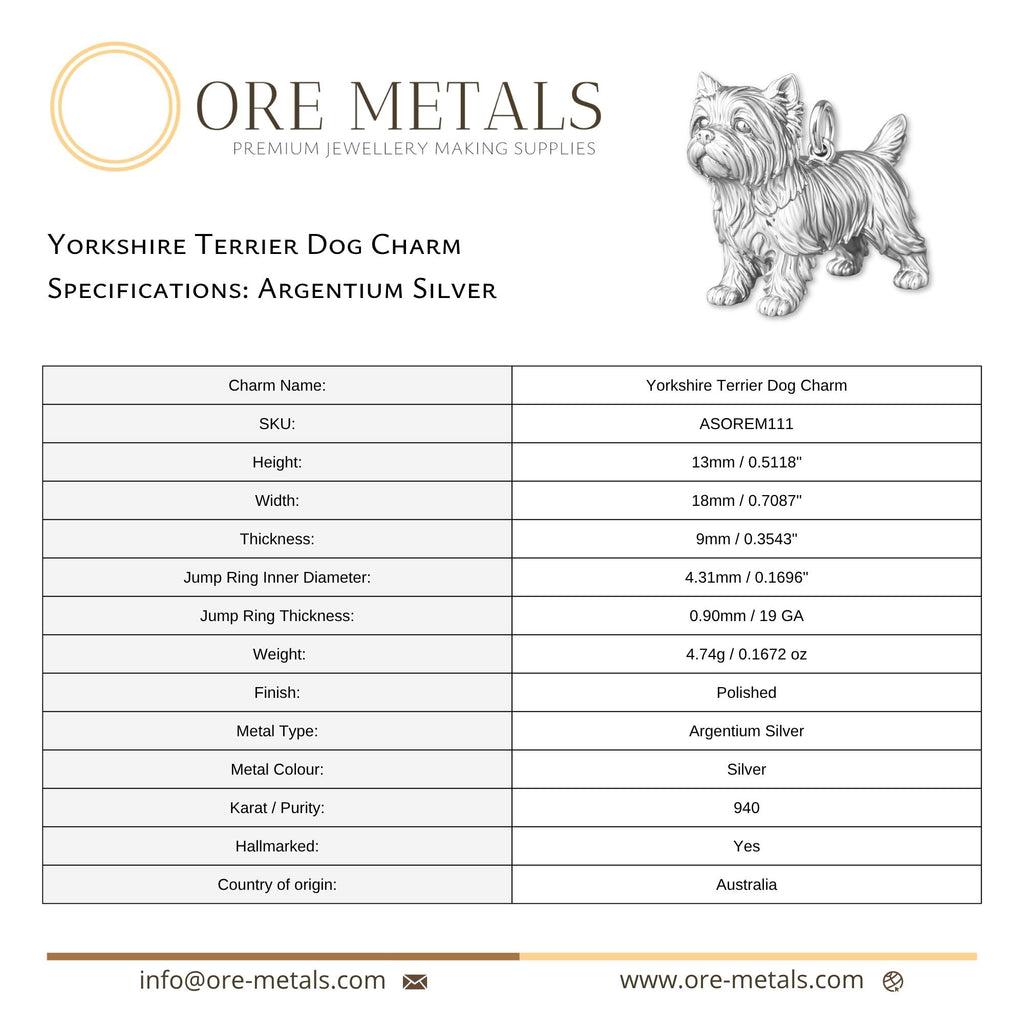 940 Argentium Silver - Yorkshire Terrier Dog Charm