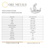 940 Argentium Silver - Viking Longship Charm