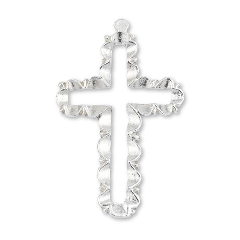 999 Pure Silver - Budded Open Frame Crucifix Charm