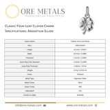 940 Argentium Silver - Classic Four-Leaf Clover Charm