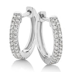 18ct White Gold - 0.22ct Natural SI/GH - Diamond Hoop Earrings