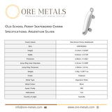 940 Argentium Silver - Old-School Penny Skateboard Charm