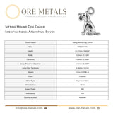 940 Argentium Silver - Sitting Hound Dog Charm