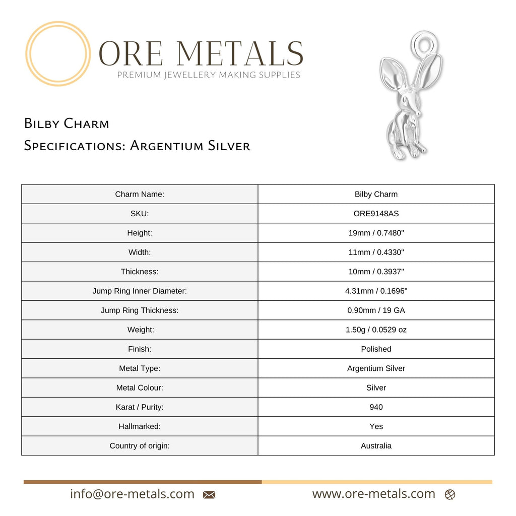 940 Argentium Silver - Bilby Charm