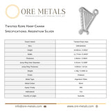 940 Argentium Silver - Twisted Rope Harp Charm