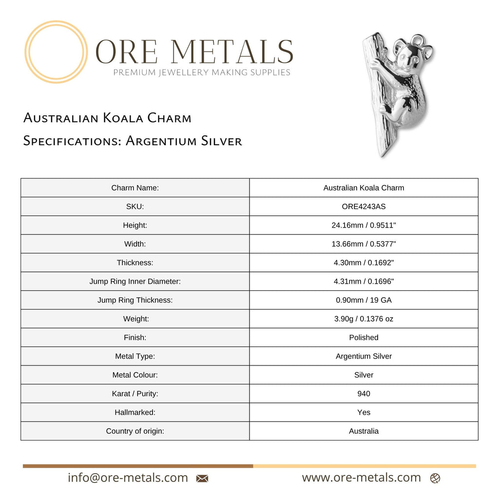 940 Argentium Silver - Australian Koala Charm