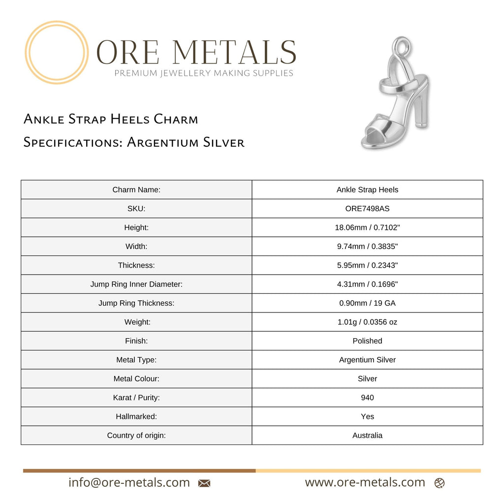 940 Argentium Silver - Ankle Strap Heels Charm
