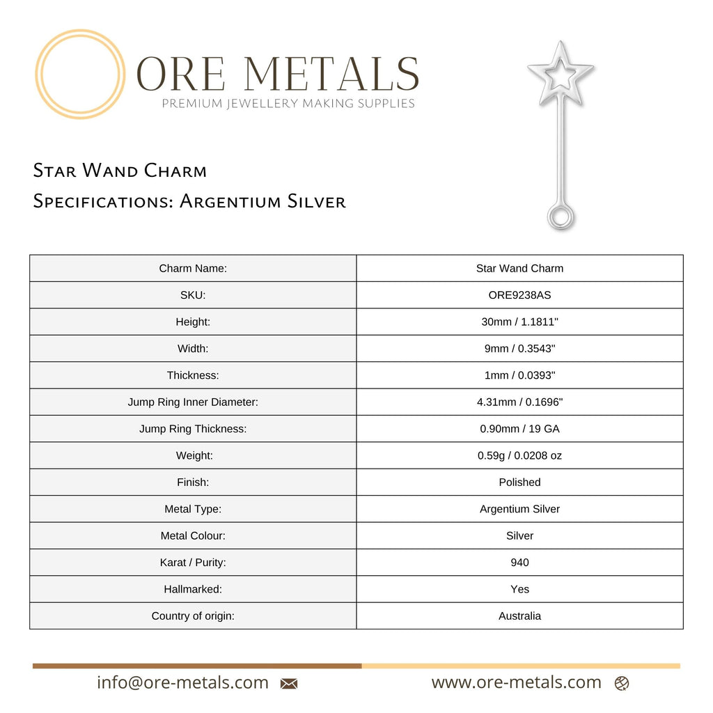940 Argentium Silver - Star Wand Charm