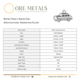940 Argentium Silver - Retro Family Sedan Car  Charm