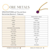 9ct Yellow Gold | Amethyst - February Birthstone Bracelet