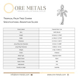 940 Argentium Silver - Tropical Palm Tree Charm