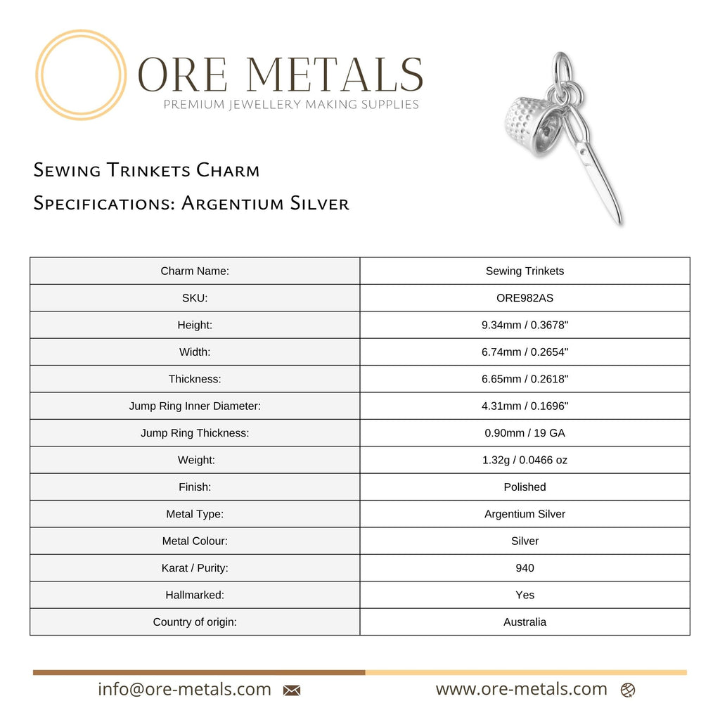 940 Argentium Silver - Sewing Trinkets Charm